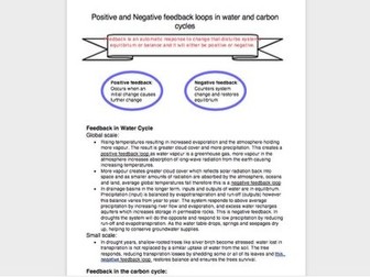 A level OCR positive and negative feedback loops in water and carbon cycle