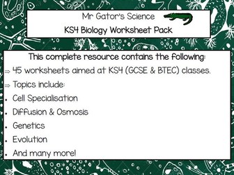 KS4 Biology Worksheet Pack