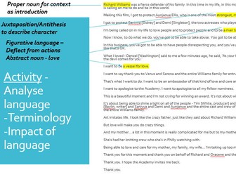 Analysing Spoken Language Transcripts - Acceptance Speeches