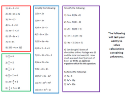 an algebra worksheet for year 6 3 teaching resources