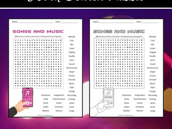 Songs and Music Word Search Puzzle