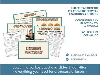 Fractions as Division | Fractions & Decimals | Lesson Notes, Slides & Activities