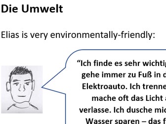 Umwelt / Environment reading and writing task