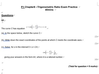 Edexcel (Pearson Edexcel) AS  Pure Math P1 Chapter6 Chapter test