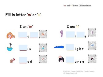 'm' and 'n' Letter Differentiation (Step-by-Step English Literacy Skills Pack for Diverse Learners)