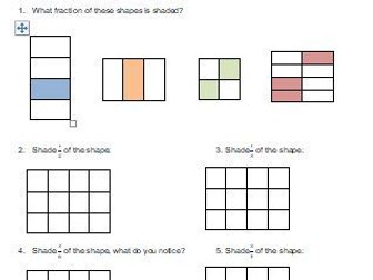 Fractions of amounts revision  worksheet