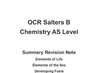 AS Chemistry OCR Salters B Student Revision Notes