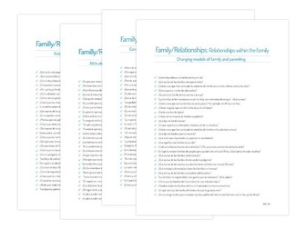 Y12 - Questions on Family/Relationships (Relationships within the family)