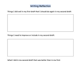Writing Reflection Sheet