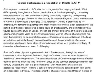 A level Othello Example Essay