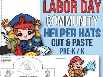 Community Helpers Hats Craft | Labor Day Coloring Activity | PreK K-1 Career Day