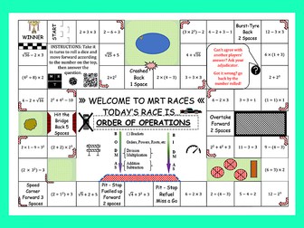 MRT RACES - Order of Operations - Board game