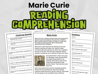 Marie Curie Reading Comprehension for Gr 3 - 5 | Guided Reading Task