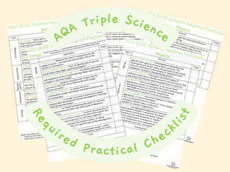 AQA Triple Science Required Practical Checklists