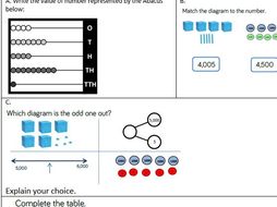 year 5 place value number to 10000 smart board file worksheets