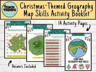 Christmas-Themed Geography Map Skills Activity Booklet