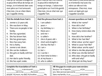 French Family / My Life Worksheet
