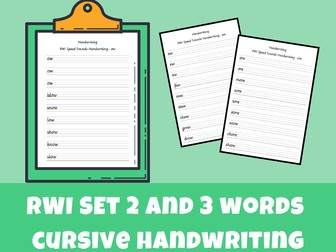RWI Speed sounds and words cursive handwriting sheets