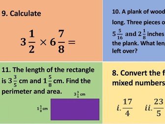 Fractions Summary Quiz with answers