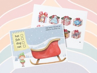 Christmas - Sleigh Packing Read & Match Phase 2 Phonics