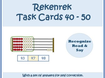 Rekenrek identify numbers from 40 to 50 with a set of answers for self correction