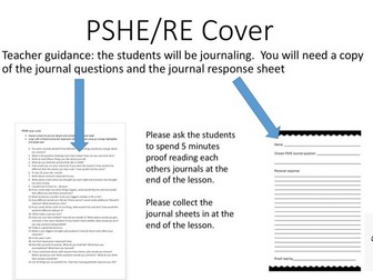 PSHE / RE Journal Writing Cover Lesson