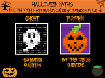 Halloween Maths - colour by number bundle (x and ÷)