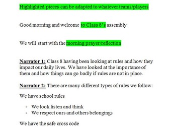 Assembly on Rules (Football Themed)