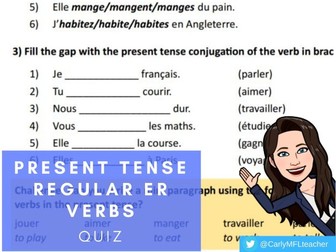 French Present Tense Regular ER Verbs Quiz