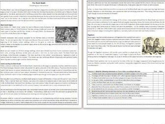 The Black Death - Reading Comprehension Worksheet / Text