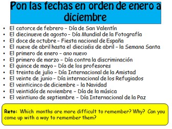 Spanish numbers and dates