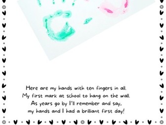First day at school handprint template