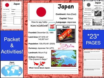 JAPAN History & Geography, Travel The World Worksheet