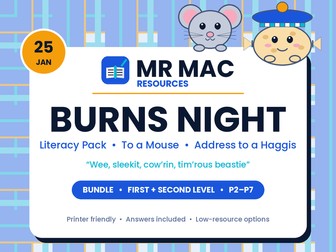 Burns Night Literacy Bundle - Scottish CfE First and Second Level - P2-P7