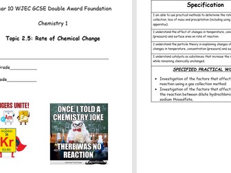 Year 10 Chemistry WJEC topic 5 Rates workbook