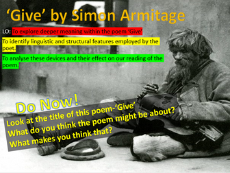 Poem Analysis - 'Give' by Simon Armitage