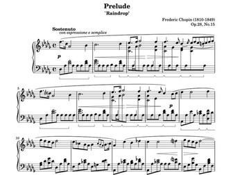 Raindrop Prelude Op. 28 No. 15 Music Sheet