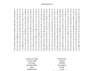 Calculating Soil Loss Word Search for an Ag. II Soil Science Course