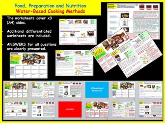 Food Cover Work/Worksheet: Water-Based Cooking Methods