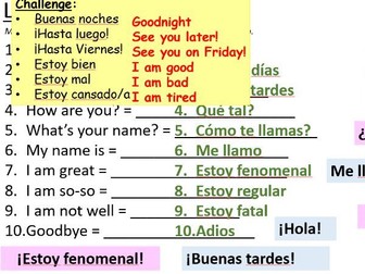 Year 7 Spanish Lesson 1 - Como te llamas?