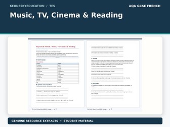 AQA GCSE French 8652 - Music, TV, Cinema & Reading
