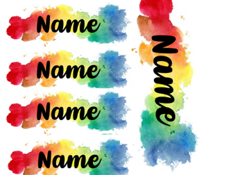 Rainbow Watercolour Name Labels