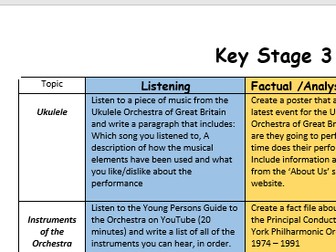 Key Stage 3 Music Homework Activities