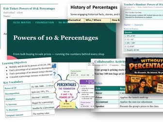 Percentage - Complete GCSE maths Lesson Pack