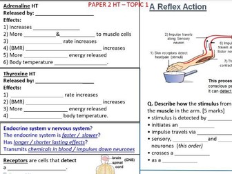 Homeostasis AQA Revision Resource. 2026. FT & HT ‘Knowledge Organiser’ style. Trilogy. Spec focus.