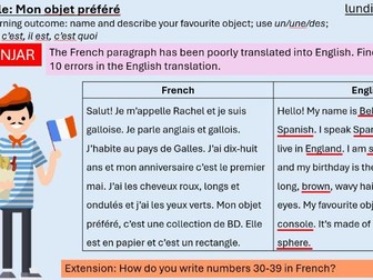 Allez 1 - Module 1 Unit 4 - Mon objet préféré