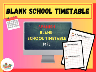 SPANISH Blank School Timetable