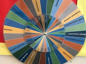 Editable classroom jobs rota wheel display