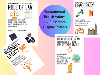 British Values Classroom Display Posters x4