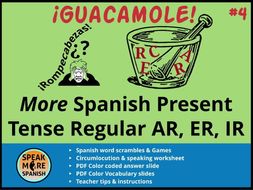 Spanish Puzzles & Games *More Regular Present Verbs AR,ER,IR *Juegos del presente regular en español
